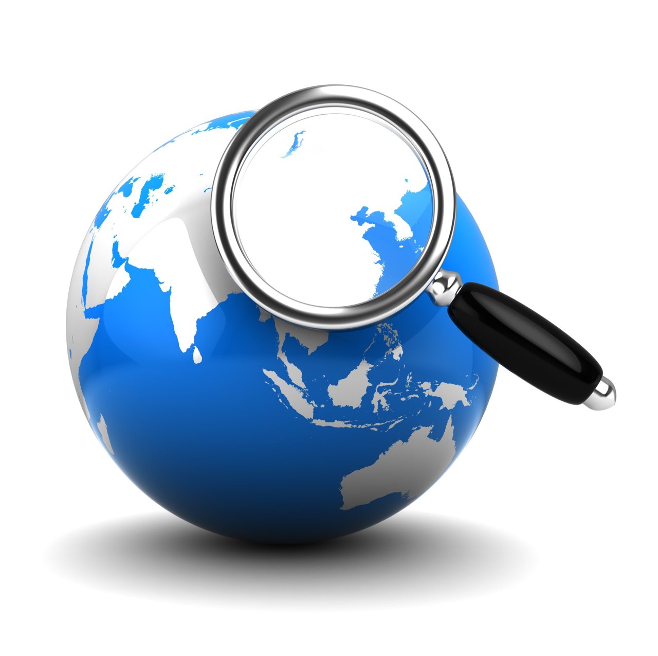 Wereldbol met China vergrootglas